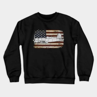 F4U Corsair US Airplane Aircraft Plane American Retro Flag Crewneck Sweatshirt